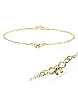 Adorable Bow Gold Plated Silver Anklet ANK-197-GP